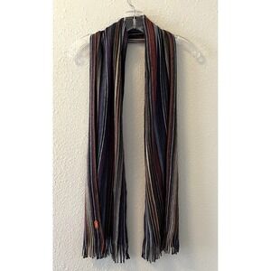 Y2K Style Thin Scarf Knit Fringe Rainbow Colorful Long Tallia